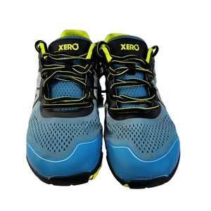 Xero Shoes HFS Athletic Trail Hiking Barefoot Shoes Men Sz 9 Blue & Neon Yellow